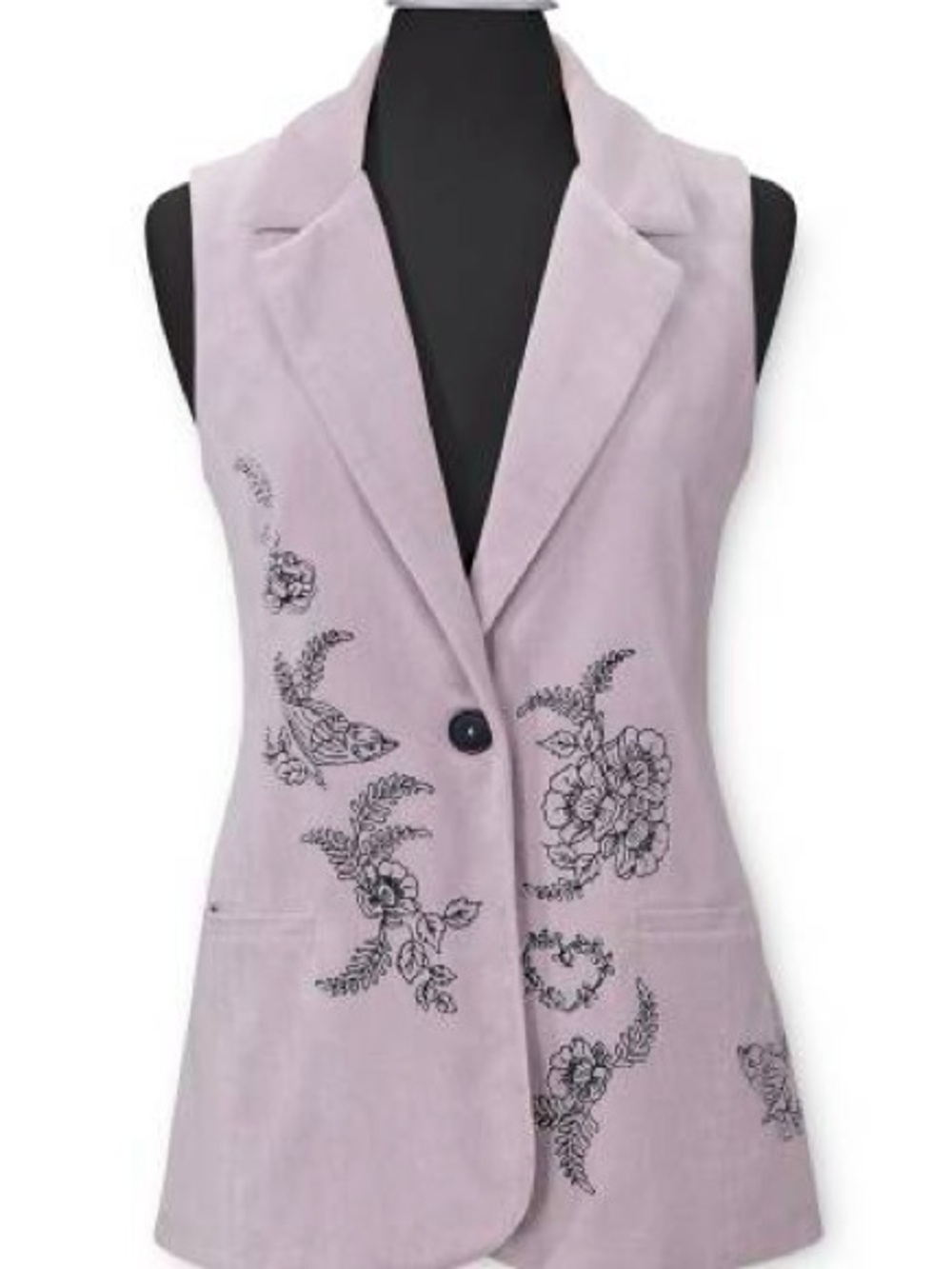 Embroidered Velveteen Vest